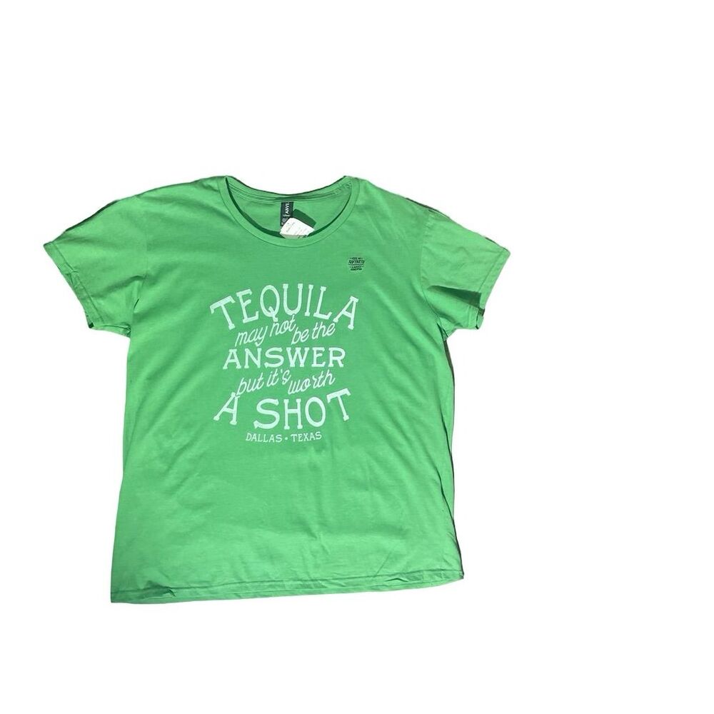 Tequila May Not Be The‎ Answer Women's Green T-Shirt Fun Graphic Print